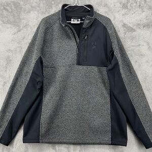 SPYDER MENS 1/4 ZIP PULLOVER JACKET SIZE:XXL COLOR: GRAY/BLACK NWT